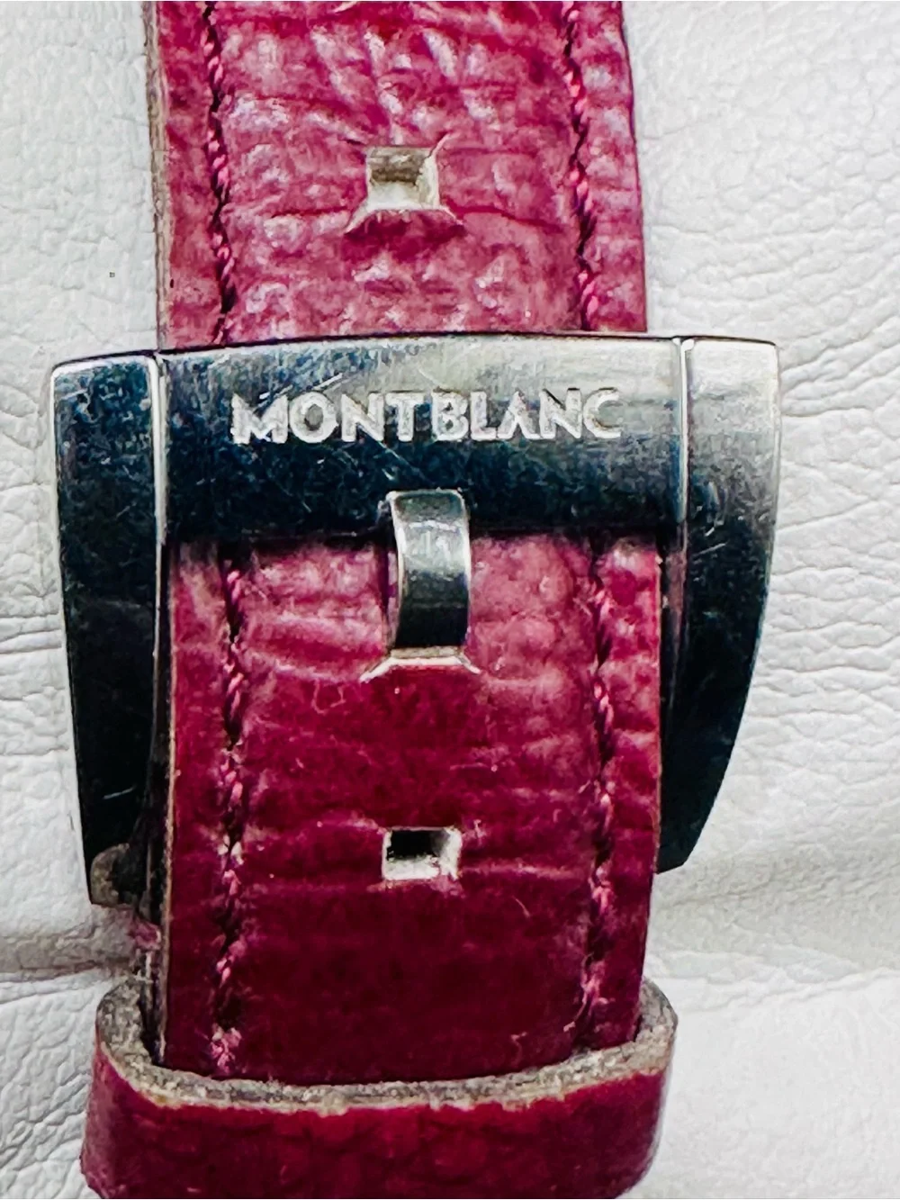 Montblanc Ivory Dial Watch with Red Strap. No Box or battery